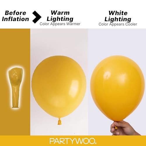 Image of PartyWoo Mustard Yellow Balloons 140pcs Different Sizes of 18 12 10 5 Inch Boho Netural Fall Balloon Arch Kit for Birthday Baby Shower Sunflower Little Cutie Thanksgiving Party Decorations Yellow-F57