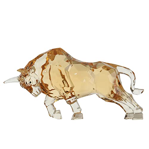 Hozuso Acrylic Wall Street Bull Statue Fengshui Bull Figurine Acrylic Lucky Stock Market Sculpture Home Office Desk Decorative Ornament (Amber) #TOP16