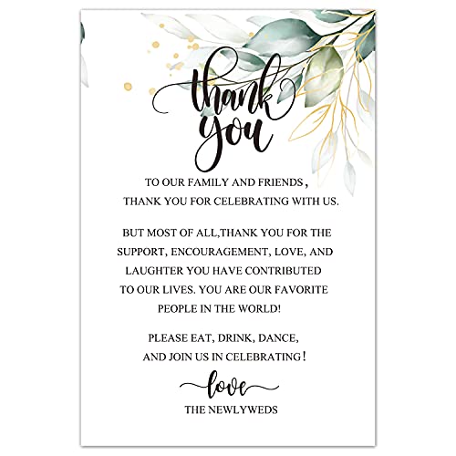 Wedding Thank You Place Setting Cards, Greenery Wedding Reception Thank You Cards, Table Centerpieces and Wedding Decorations, Wedding, Bridal, Engagement, Anniversary, 4x6 Inch, Pack of 50
