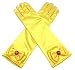 ALEAD Girls Long Satin Princess Dress Up Diamonds Bows Gloves for Kids (Yellow)