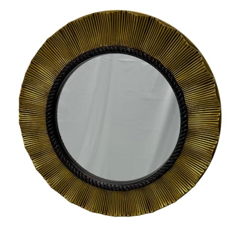 Antique Circle Décor Mirror 65cm Round Antique Gold Finish Elegant Accent for Living Room Bedroom Hallway Bathroom Vintage Gallery Wall Piece
