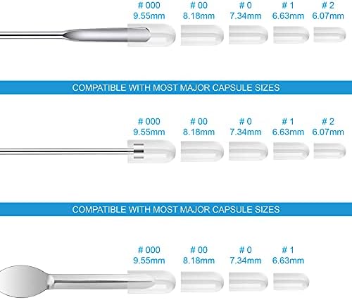 Capsule Filling Machine Kit for Pill Filler - Micro Spoon Spatula Tool for Gel Capsules Fast Fill Tray with Herb Powder Tamper Tools Sizes # 000 00 0 1 2