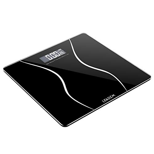 Digital Body Weight Scale with Step-On Technology, High Precision Bathroom Scale 6mm Tempered Glass Easy Read Backlit LCD Display, 400 Pounds Black Base Made of Environmental Protection Material