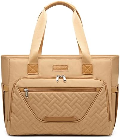 FHELAD Diaper Bag Tote, Large Tote Diaper Bag with 16 Inch Laptop Compartment for Mom and Dad, Multifunction tote bag (Light Brown)