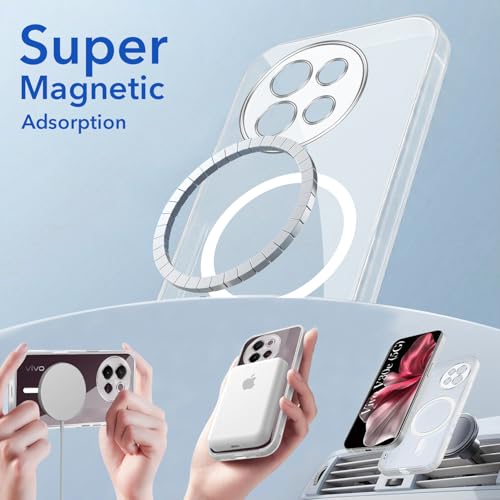 Image of Jkobi Lifetime Anti-Yellow MagSafe Compatible Clear Back Cover Case for Vivo V30e 5G (Sleek Hard Crystal | Shockproof and Camera Protection)