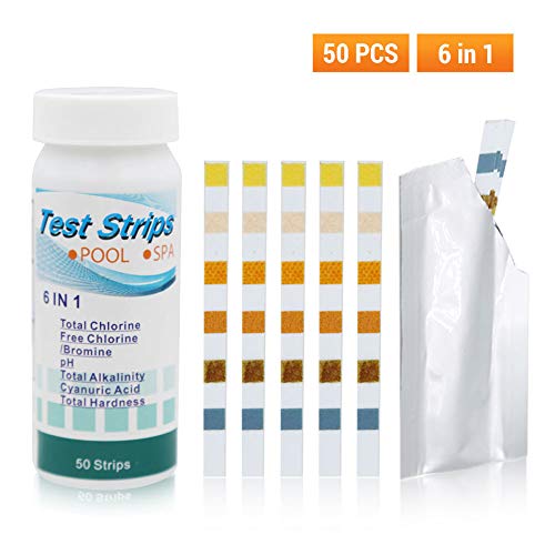 50 / 100Pcs Water Test Strips, 5 in 1/6 in 1/7 in 1/10 in 1 Pool and Spa Test Strips Best Kit for Accurate Water Quality Testing at Home