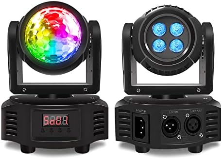 Telbum DJ Lights Moving Head Lights Sound Activated 30W Double Sided Mini Moving Head Stage Light by & DMX-512, Perfect for Wedding Church Show Party Disco Lighting, 13/18 CH - 1 Piece