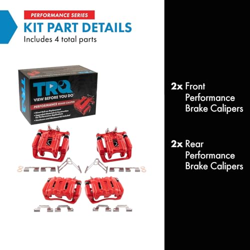 Image of TRQ Performance Front and Rear Brake Caliper Set Coated Brackets Compatible with 2007-2012 Acura RDX 2007-2011 Honda CR-V 2010-2011 Accord Crosstour