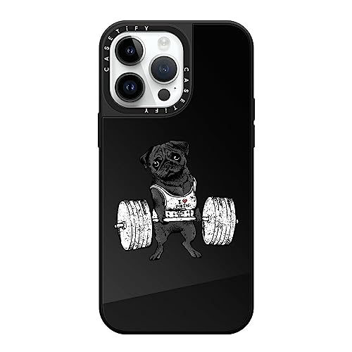 CASETiFY �~���[ iPhone 14 Pro Max �P�[�X [1.5m����̗����������N���A/MagSafe �ɑΉ�] - Black Pug Lift - �u���b�N (�u���b�N�o���p�[)
