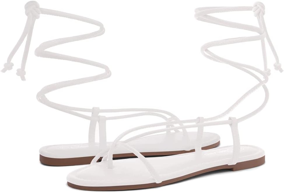 Shoe Land Women’s Flat Sandals – Comfortable Lace-Up Gladiator Sandals with Adjustable Ankle Wrap | Strappy Crisscross Open Toe Tie-Up Shoes for Summer, Beach & Travel - Image 6