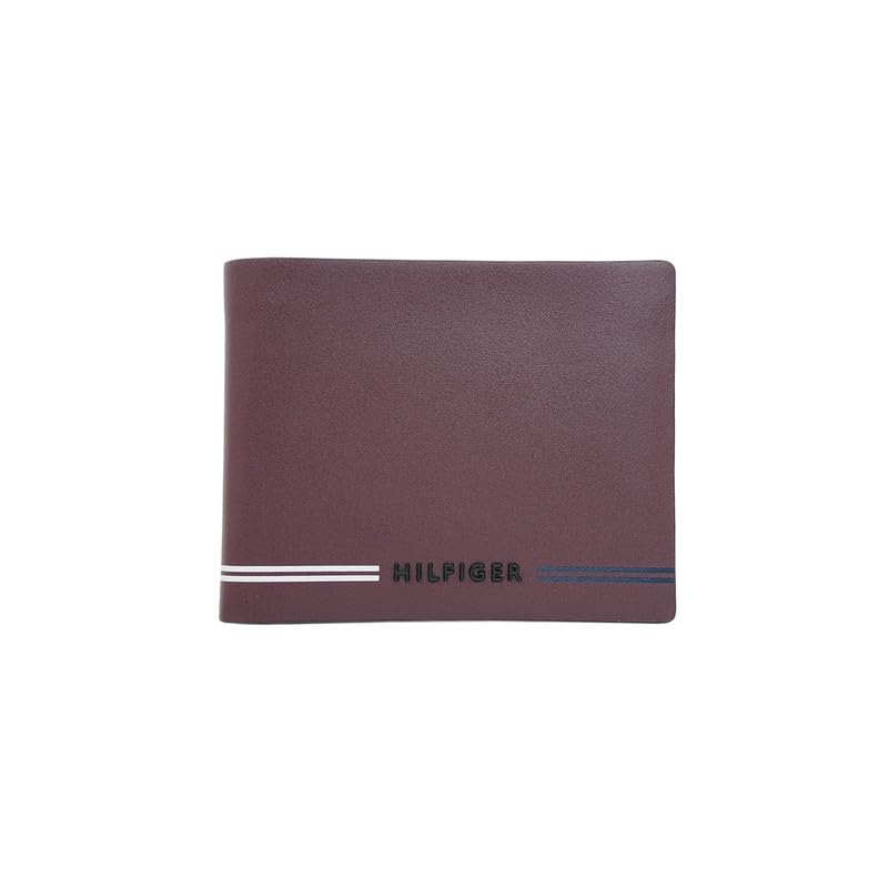 Image of Tommy Hilfiger Men's Escravos Global Coin Wallet - Wine | Leather | Sleek Solid Design| Purse for Men | Ideal for Gifting