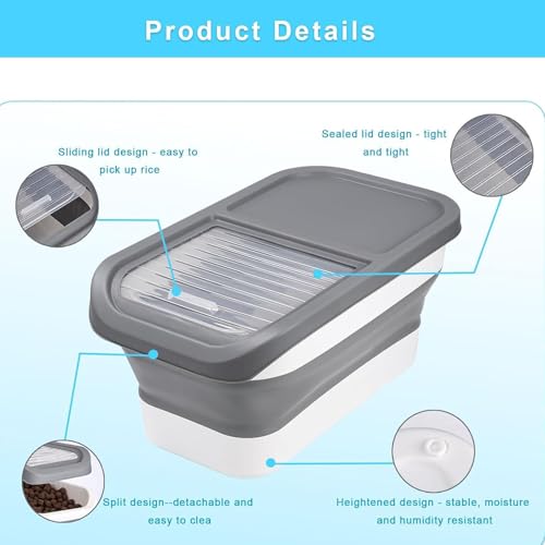 Contenedor de comida para perros plegable con sellado hermético para suministros 8