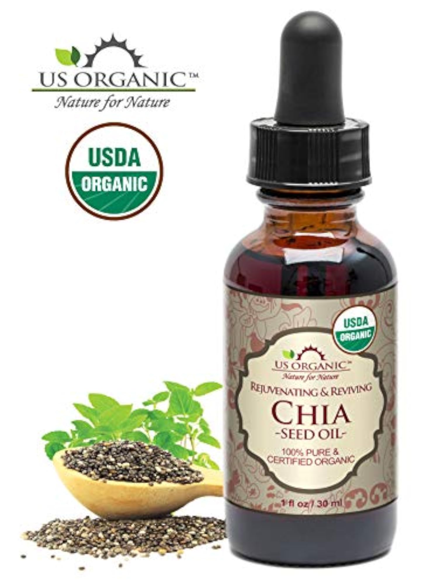 Chia Seed Oil, 100% Pure & Natural, Cold Pressed Virgin