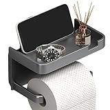 Porte-Rouleau De Papier Toilette - Porte-Roulis En Papier Toilette | Porte-Toilette Sans Perçage Avec ÉTagère Téléphone | Support Adhésif Pour Salle De Bain & Rangement Serviettes