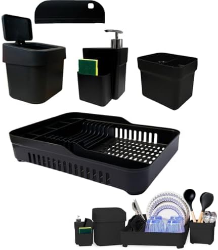 Kit para Pia de Cozinha - Escorredor Prato e Talher, Lixeira, Dis...