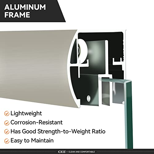 Ckb Bathtub Sliding Doors, Semi-Frameless Bypass Tub Doors, 56-60 Inch W X 56 Inch Height, 1/4 Inch Tempered Safety Glass, Brushed Nickel, Berlin #TOP2