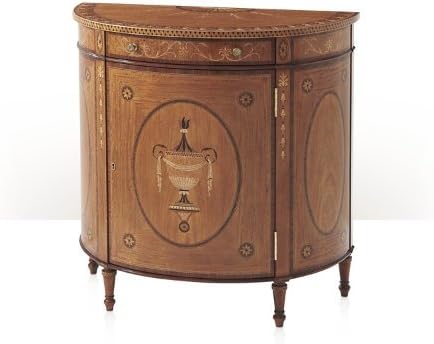 #6105-480 Adam Style Inlaid Satinwood Demi Lune Cabinet ~ New