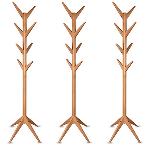 Staboos 3er Set Massiver Garderobenständer Holz - Buchenholz Baum Garderobe