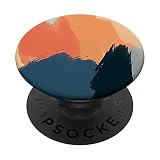 Peinture d'art abstrait contemporain bleu marine pêche corail PopSockets PopGrip Interchangeable