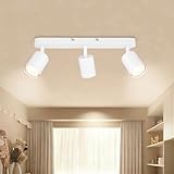 Dehobo Deckenstrahler LED 3 Flammig Schwenkbar 350° – GU10 Deckenlampe Spot Weiß Moderne für Wohnzimmer, Schlafzimmer, Küche – Ohne Leuchtmittel