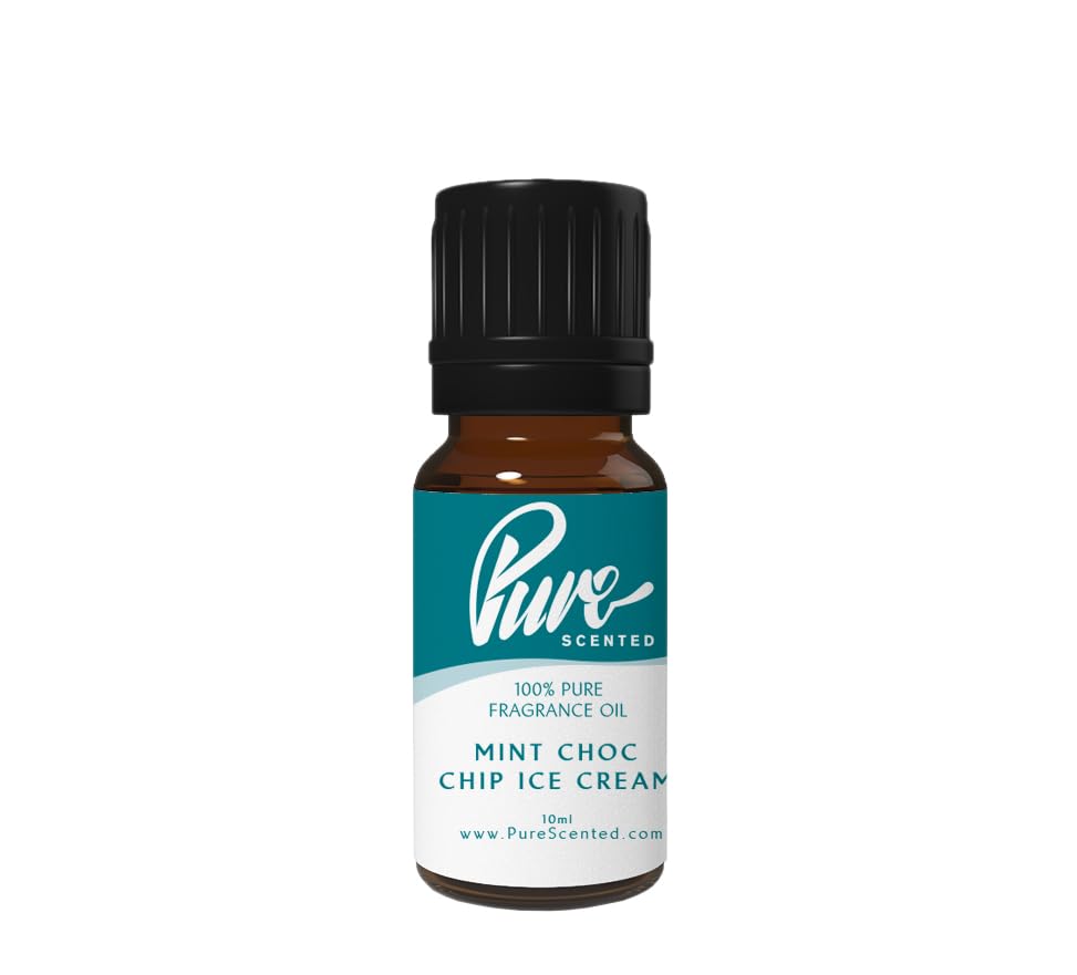 Pure Scented 10ml Fragrance Oils - 1 x 10ml Suitable for Candles, Soaps, Slime, Diffusers, Cosmetics, Wax Melts, Designer (1 x 10ml, Mint Choc Chip Ice Cream)
