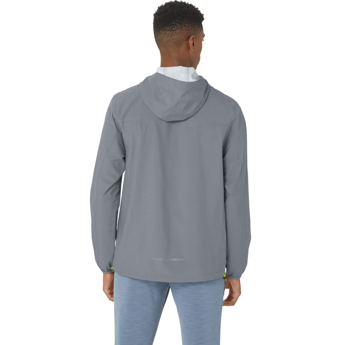 ASICS Men's Waterproof Jacket Running Apparel, XL, Sheet Rock/Lime Zest