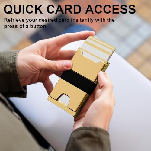 Image of furid Smart Card Wallet for Men Slim: Minimalist Wallets RFID Blocking - Metal Pop Up Front Pocket Business Card Holder - Gift Boxed for Him Stocking Stuffers
