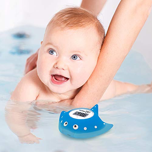 Elepho Efloat Digital Baby Thermometer For Bathtub | Accurately Monitors Water & Room Temperature + Acts As Kids Bath Toy | Waterproof Device Alerts When Too Hot Or Cold (Blue) #TOP1
