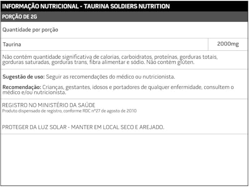 Soldiers Nutrition, Kit: Arginina 250g + Taurina 250g + Vitamina C Em Pó 250g - 100% Puro Importado
