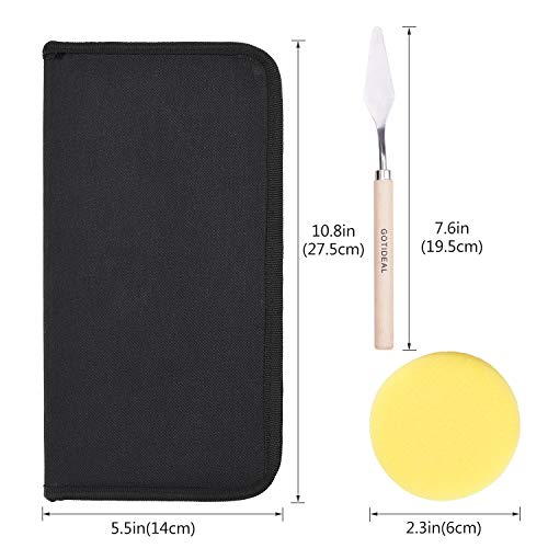 Gotideal Artist Paint Brush Set,15 Pcs Assorted Brushes With Portable Carrying Case，Palette Knife，Sponge,Suitable For Acrylic, Watercolor, Oil And Gouache Painting，Perfect Paint Brush For Kids & Adult #TOP4