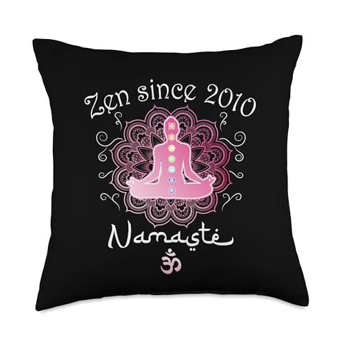 Zen Since 2010 - 15 Years of Peaceful Living Throw Pillow -  merch_template, YV329ER3ZCFUS_18X18