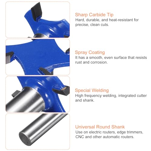 Harfington HTA240225HH000095 T Slot Cutter Rabbet Router Bit 15/32 Inch (12Mm) Shank 1-3/8 Inch (35Mm) X 5/32 Inch (4Mm) 4 Wing Carbide Slotting Cutter Rabbeting Slab Flattening Router Bits thumb #3