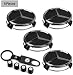 Sparkle-um 9-Piece Set 75mm Mercedes Benz Emblem Badge Wheel Hub Caps Centre Cover +Tire Valve Stem Caps Cover with Mercedes Keychain for Mercedes Benz. (Black)