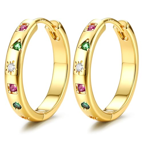 YADOCA Pendientes de Aro de Plata 925 Pendientes de Mujer Chapados en Oro de 14 Quilates Pendientes Hipoalergénicos para Mujer con Circonitas AAA+ Pendientes de Aro de Oro/Plata