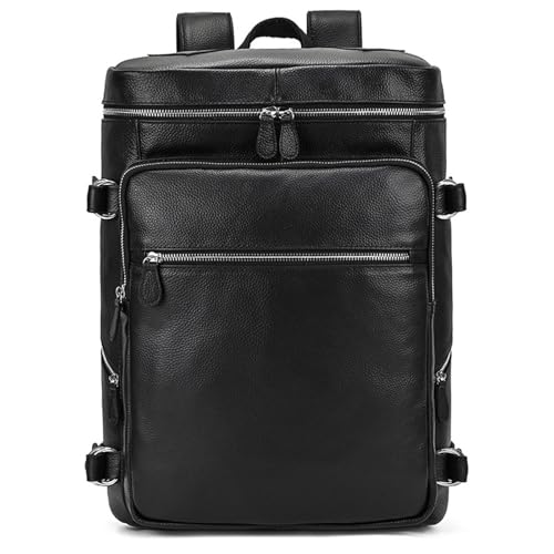 Mens Backpack Men's Backpack Leather Shoulder Bag Casual Outdoor for Camping Outdoor Sport,Noir-41x29x16cm