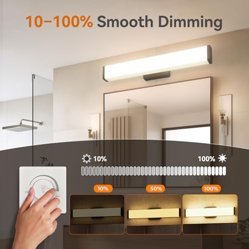 Amico Bathroom Light Fixtures, 16 inch Dimmable 5CCT Led Modern Vanity Lights for Bathroom, Black Wall Lamp for Mirror, Living Room, Kitchen, Hallway, Cabinet Porch-ETL Certificated - Image 4