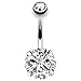 Belly Ring Big Cubic Zirconia Clear Belly Button Ring 14G with 1 Belly Retainer