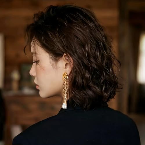 WSTWYC big fish dangle earrings for women,Bohemia style alloy pearlfish earrings for summer beach holiday party jewelry gifts (goldenC) by WSTWYC - Used condition - Image 4