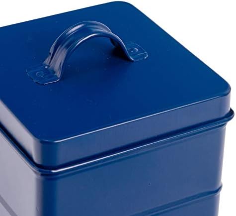 Harbour Housewares Industrial Biscuit Tin - Vintage Style Steel Kitchen Storage Caddy with Lid - Navy