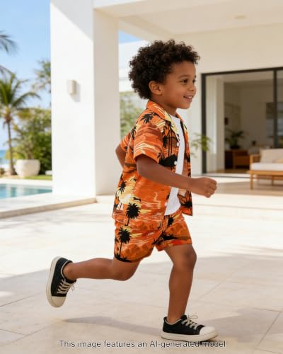 Image of SANGTREE 3 Piece Boy Outfits Short Sleeve Shirt and Shorts Set Beach Vacation Summer Clothes, 3 Months - 9 Years