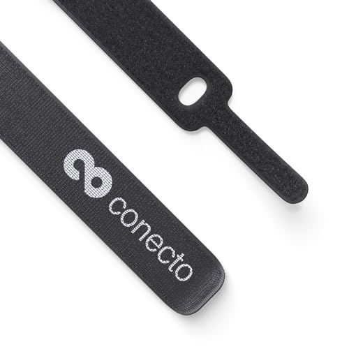 Conecto, 100 piezas bridas reutilizables con velcro, juego de 100 bridas, negro