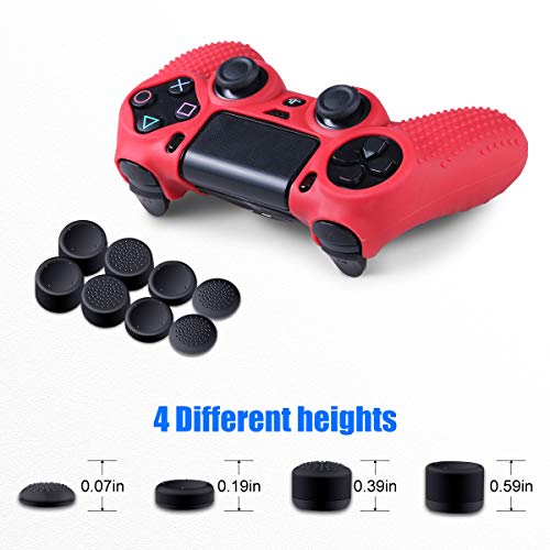 Ps4 Controller Covers - Ps4 Silicone Skins For Dualshock 4 - Ps4 Accessories Anti-Slip Cover Case For Playstation 4, Slim, Pro - 2 Pack Ps4 Controller Skins - 4 Pairs Ps4 Grips - Red & Blue #TOP5