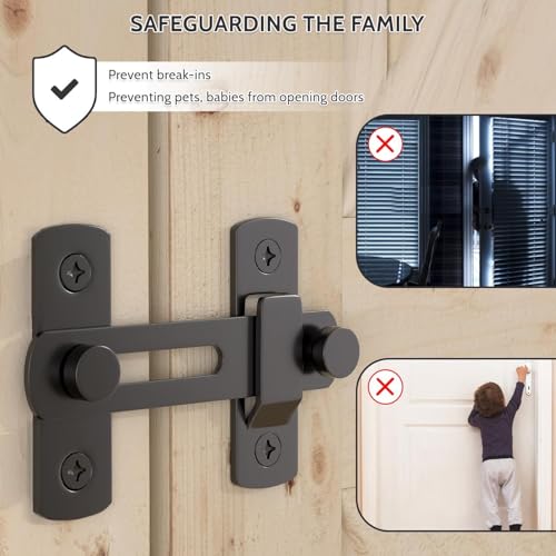 Image of DRUCILA 1pcs Barn Door Latches, Black Stainless Steel barn gate flip Door Latch Bi-fold Door Lock,Sliding Door Antique Lock Gate Latches Wine Cabinet Closet Door Latches.(Black Door Lock)