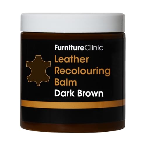 Furniture Clinic Leather Recolouring Balm - Colour Restorer for Sofas, Repair Faded & Scratched Upholstery, Car Seats, Shoes and Clothing 16 Colours (Dark Brown)