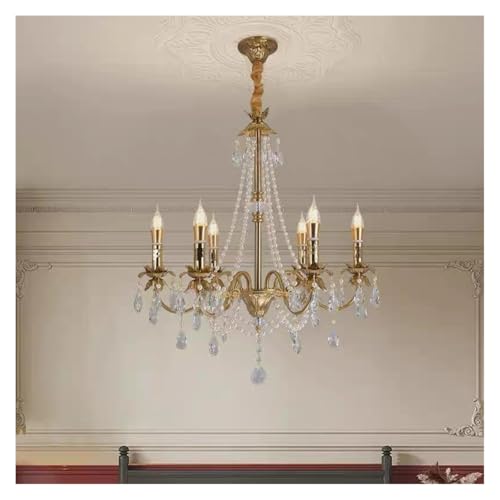 Lustre de luxe for bougies en cuivre et cristal pour intérieur chic