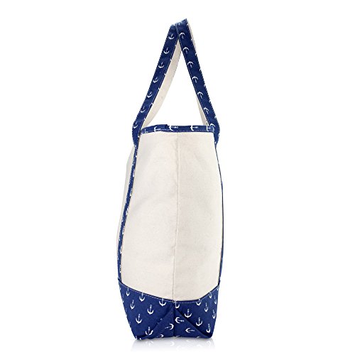 DALIX 22" Shopping Tote Bag Heavy Cotton Canvas (Zippered) Navy Blue Anchor - Image 3