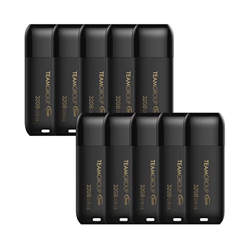 TEAMGROUP C175 32GB 10個パック USB 3.2 Gen 1 (USB 3.1/3.0) USBフラッシュサムドライブ 外部データストレージメモリースティック コンピューター/ノートパソコンに対応 (マットブラック) TC175332GB23