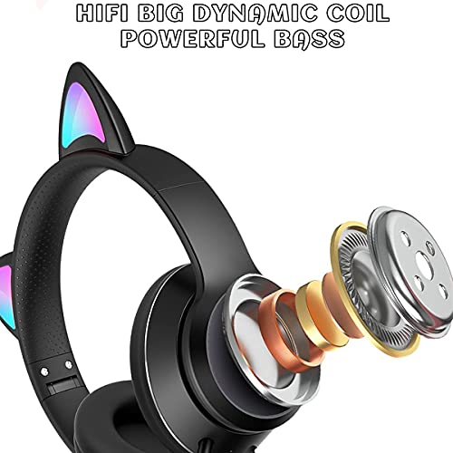 Vigros Cat Ear Gaming Headphones Wired Aux 3.5Mm With Led Light, Flashing Stereo Game Headphones Surround Sound Over-Ear Headsets With Microphone Fit Kids & Adult For Pc, Ps4, Switch, Mobile, Laptop #TOP5