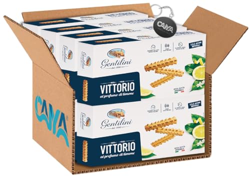 Gentilini Biscotti Vittorio al Profumo di Limone, Antica Ricetta Originale 250g [CAIYA® BOX da 8 Confezioni]