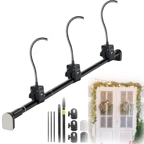 Garland Hanger for Front Door,Support de Guirlande, Crochet de Porte Robuste, Barre de Tension Sans Perçage,Compatible Avec Les Portes de 81 À 203 Cm,pour Couronnes, Lumières Et Plus Encore